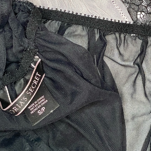 Victoria’s Secret Sheer Black Babydoll Negligee & Panties Set Lace Lingerie - Picture 5 of 8